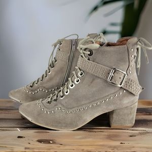 Jeffrey Campbell pacino-st lace-up suede studded pointed bootie